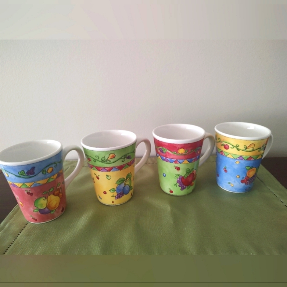 Set of 4 Colorful Mugs By Sango - Picture 3 of 5